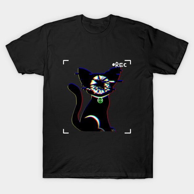 Glitch Tooth Cat T-Shirt by neutralbrick